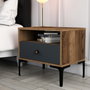 Hanah Home Mesilla de Noche Lizbon 529 - Nogal, Antracita - 56x50.8x40 cm - Mesita Auxiliar Dormitorio